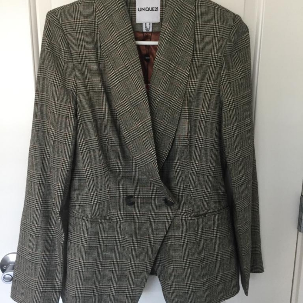Double Breasted Check Blazer
